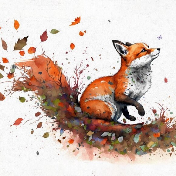 16x20 Fox Watercolor‎ Oil Painting Art Poster Print - Picture 3 of 6